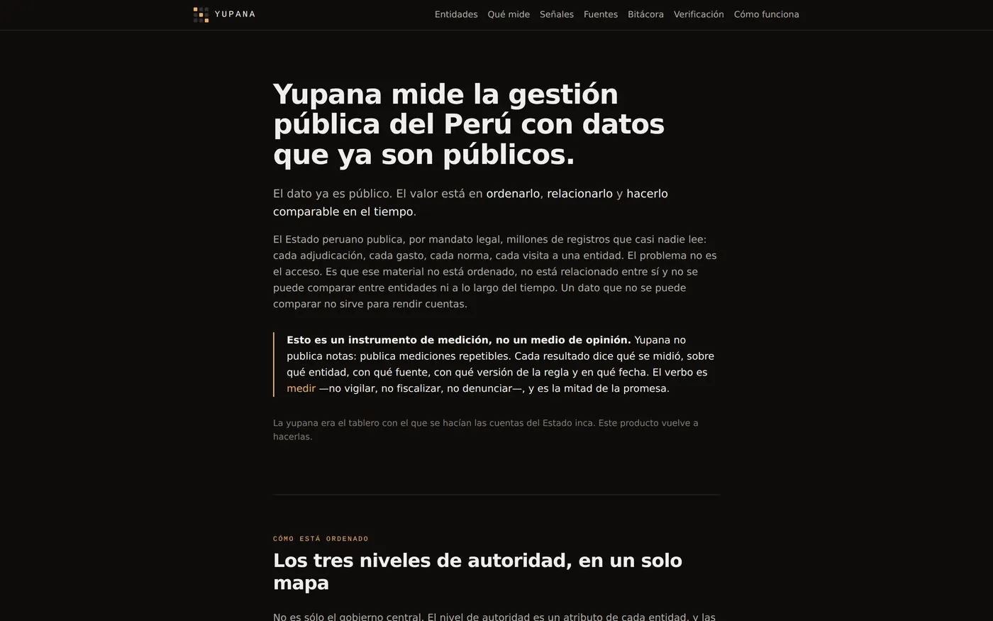La portada de Yupana: qué mide y con qué datos, antes de entrar.